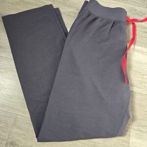 Figs Charcoal scrubs with Bright Red Accent